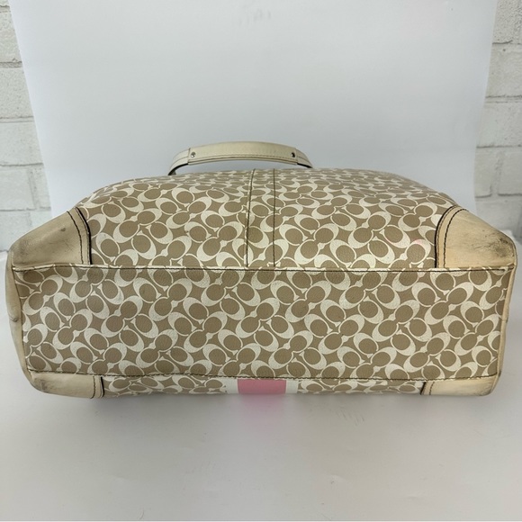 Coach Chelsea Heritage Stripe Diaper Multi-Use Bag Pink Beige Large - Picture 3 of 16